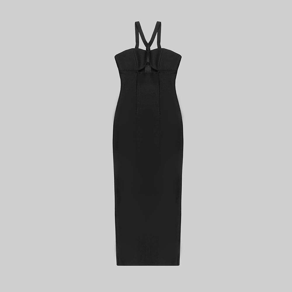 Halter Strapless Maxi Dress In Black