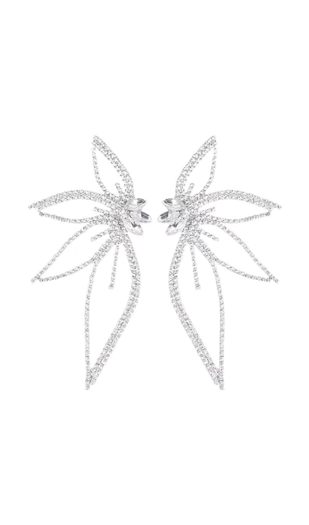 Crystal Flower Earrings In Silver