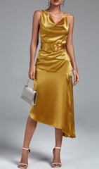 Gold Strappy Split LARK Dress