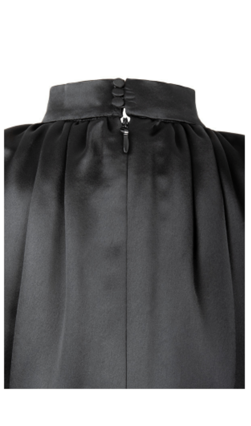 Black Heavy Satin High NeckED Draped Dress