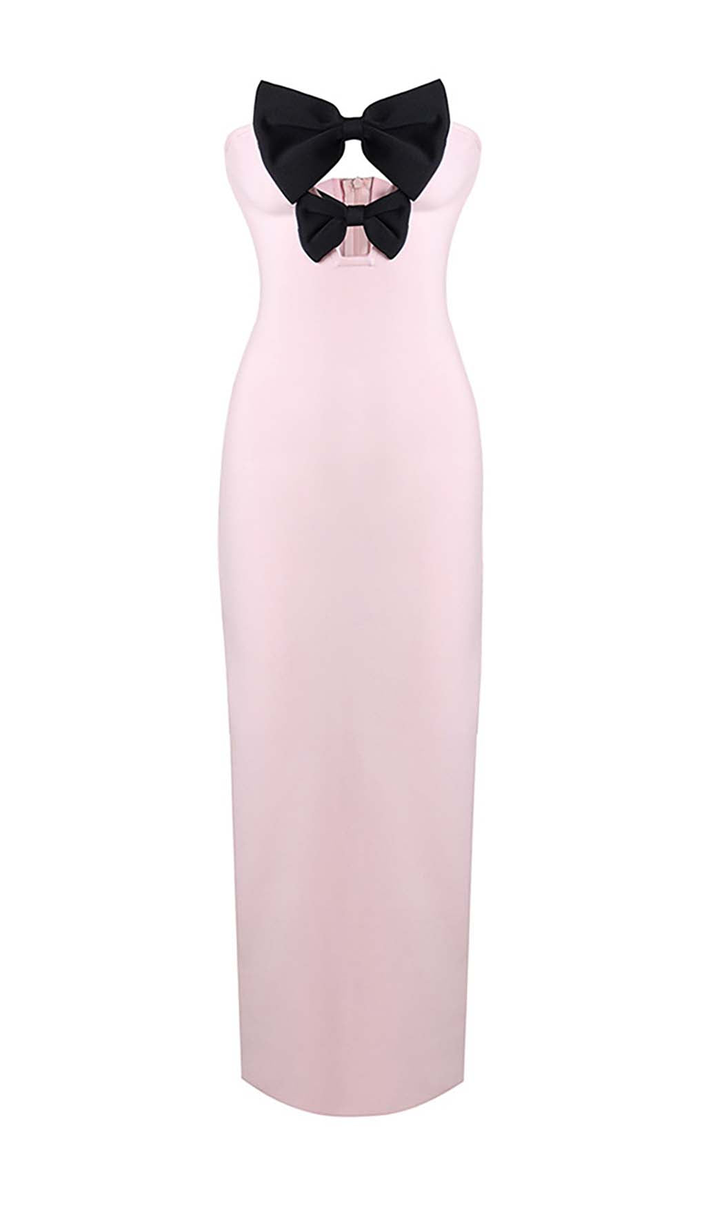 Bow-EmbelliShed Satin Midi Dress In Pink