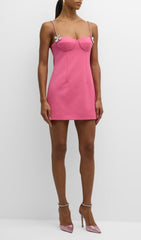 Butterfly Crystal Detail Mini Dress In Pink