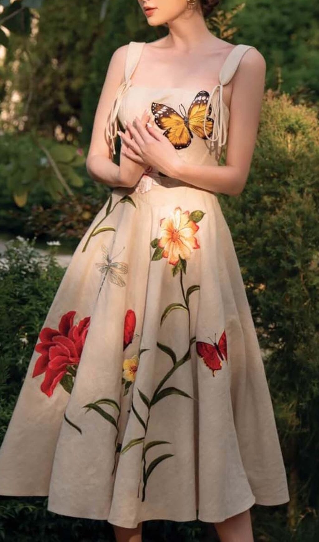 Butterfly Flower PRInY Midi Dress In Gray