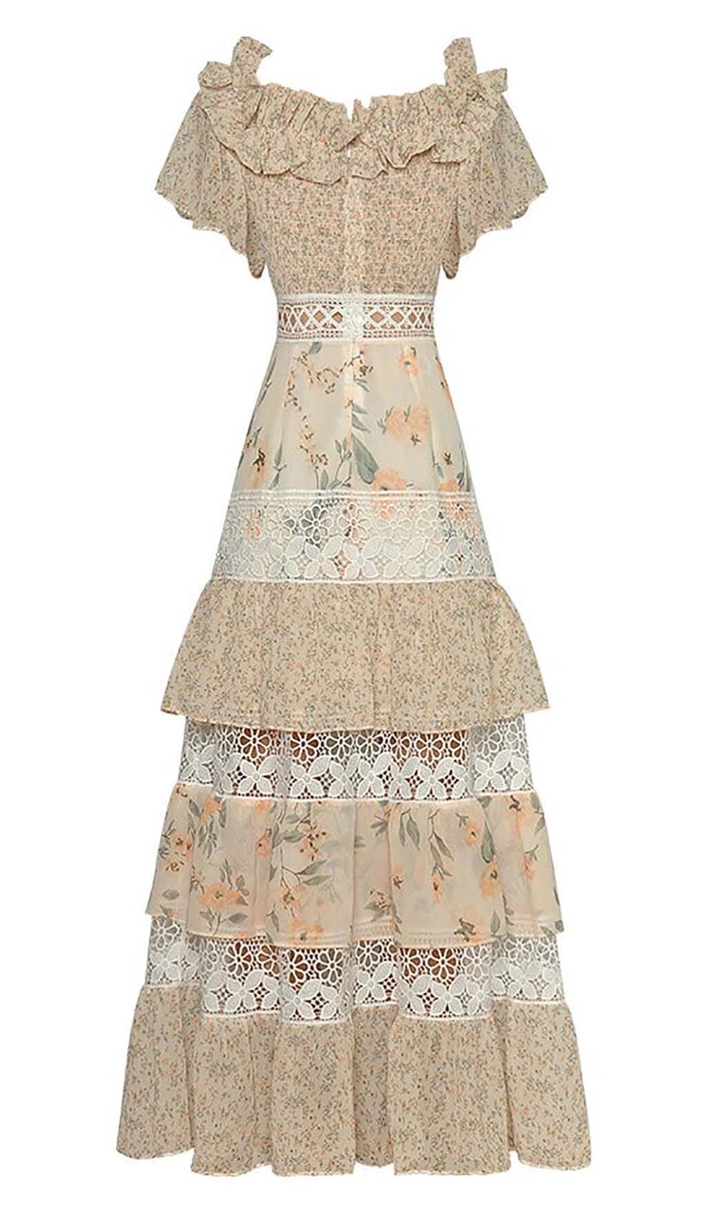 Butterfly Sleeve Tiered Maxi Dress