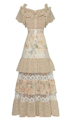 Butterfly Sleeve Tiered Maxi Dress