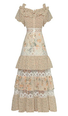 Butterfly Sleeve Tiered Maxi Dress