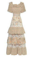 Butterfly Sleeve Tiered Maxi Dress