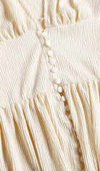Button-Front Puffed Sleeves Maxi Dress In Beige