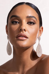 Gold Diamante Statement Teardrop Earrings