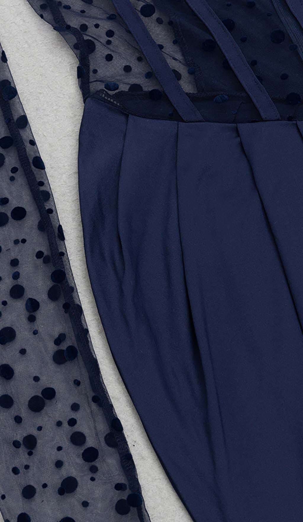 Corset Lace Maxi Dress In Navy Blue