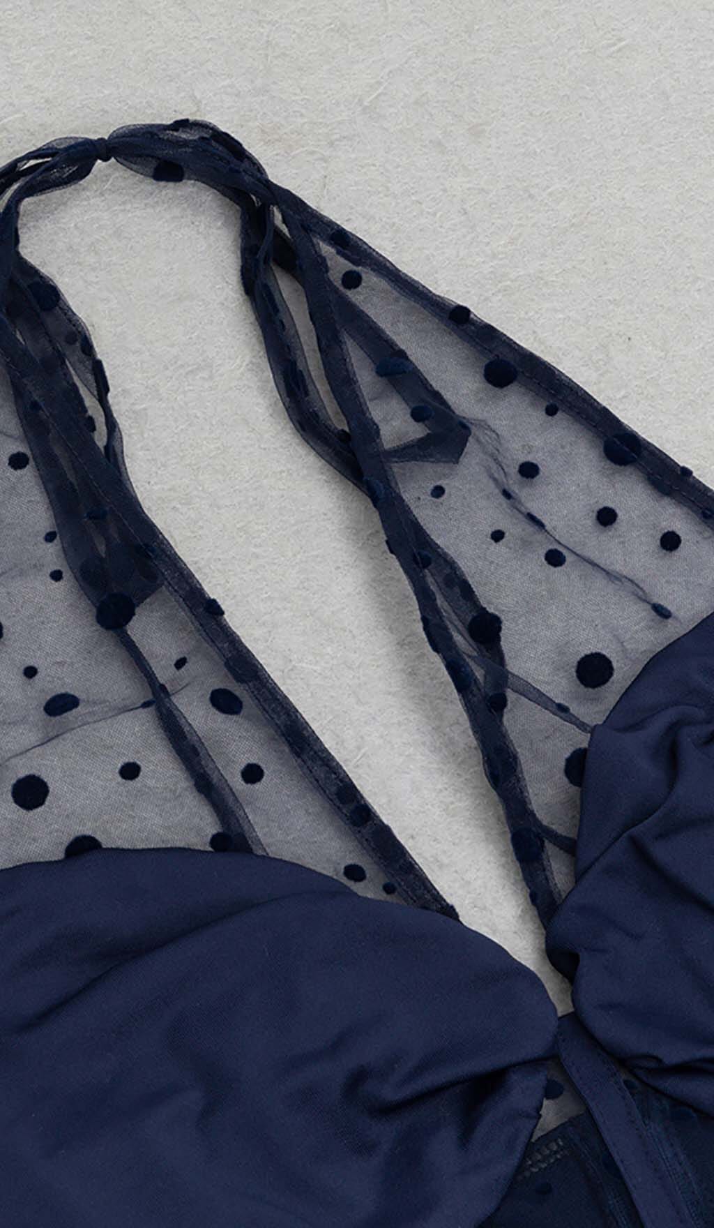 Corset Lace Maxi Dress In Navy Blue