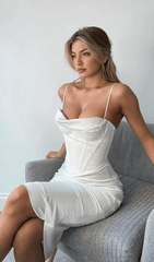 Corset Midi Dress In White