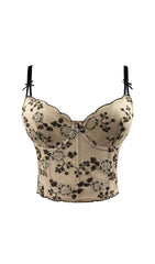 Corset Floral CropPed Top In Gray