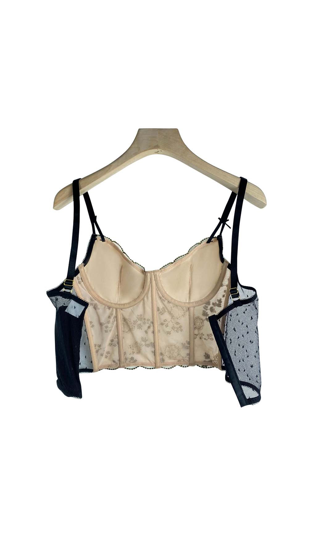 Corset Floral CropPed Top In Gray