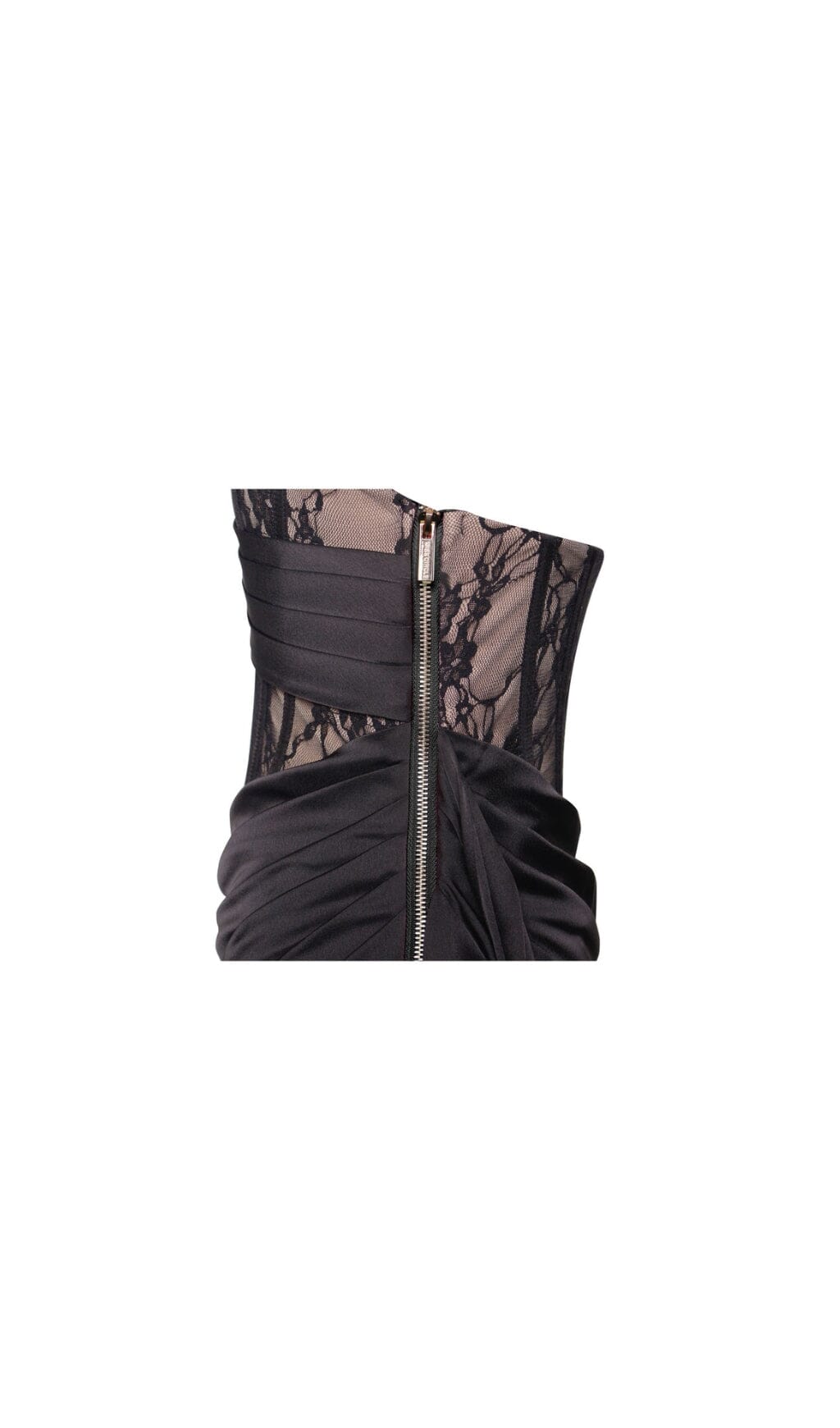 Corset Satin Pleated Maxi Dress In Black