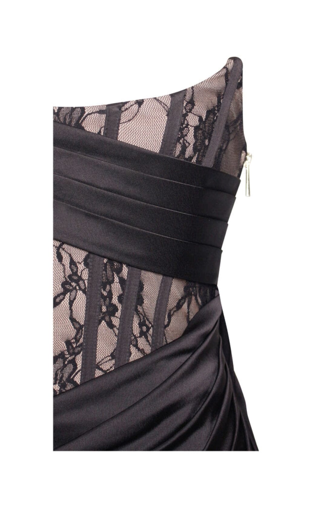 Corset Satin Pleated Maxi Dress In Black