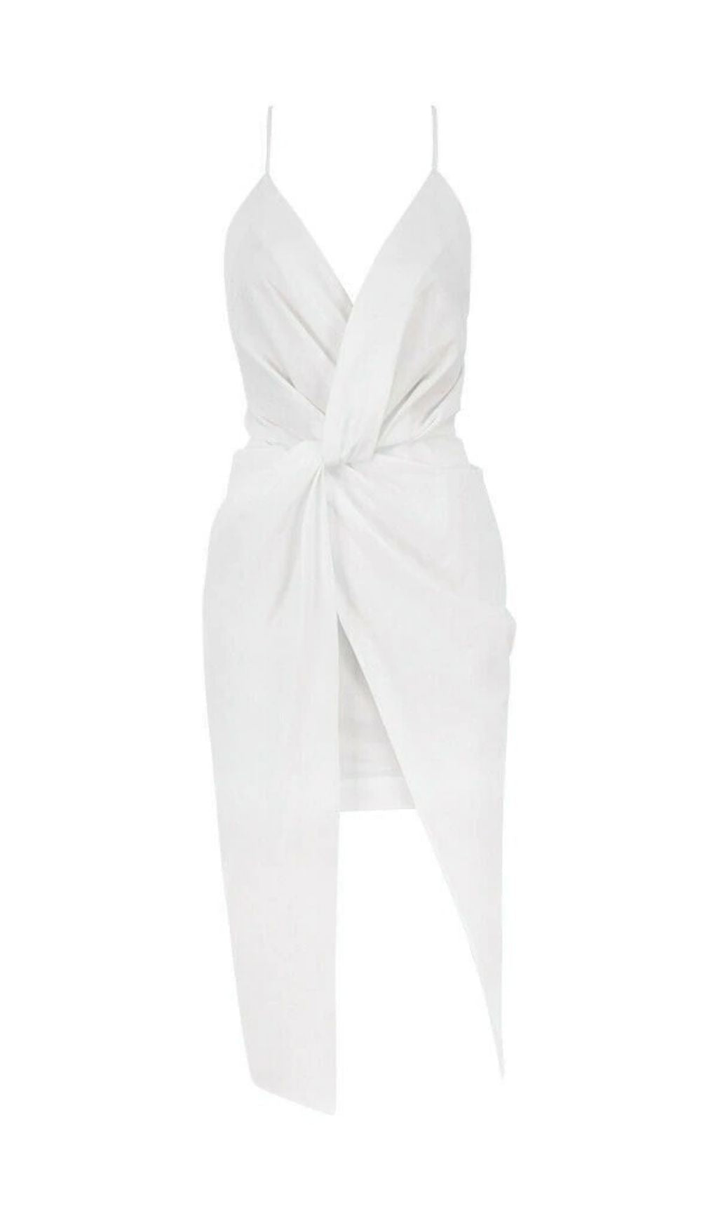 Cotton Cross Back Wrap Midi Dress In White