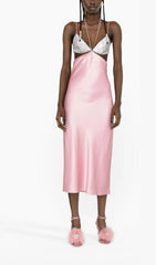 Crystal-EmbelliShed Slip Midi Dress In Pink
