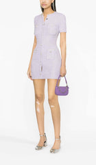 Crystal-EmbelliShed Button Mini Dress In Lilac