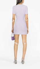 Crystal-EmbelliShed Button Mini Dress In Lilac