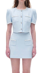 Crystal Trim Two Piece Set In Sky Blue