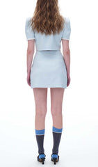 Crystal Trim Two Piece Set In Sky Blue