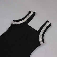 Crystal Bandage Mini Dress In Black