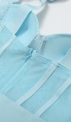 Crystal Corset Midi Dress In Sky Blue