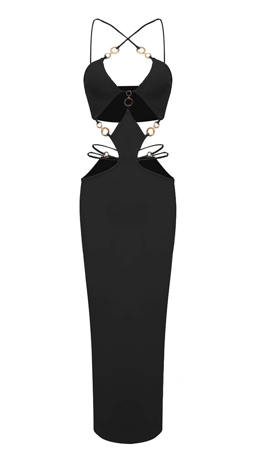 Cutout Chain Maxi Dress In Black