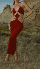 Cutout Chain Maxi Dress In Red