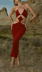Cutout Chain Maxi Dress In Red