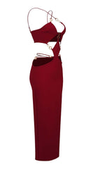 Cutout Chain Maxi Dress In Red