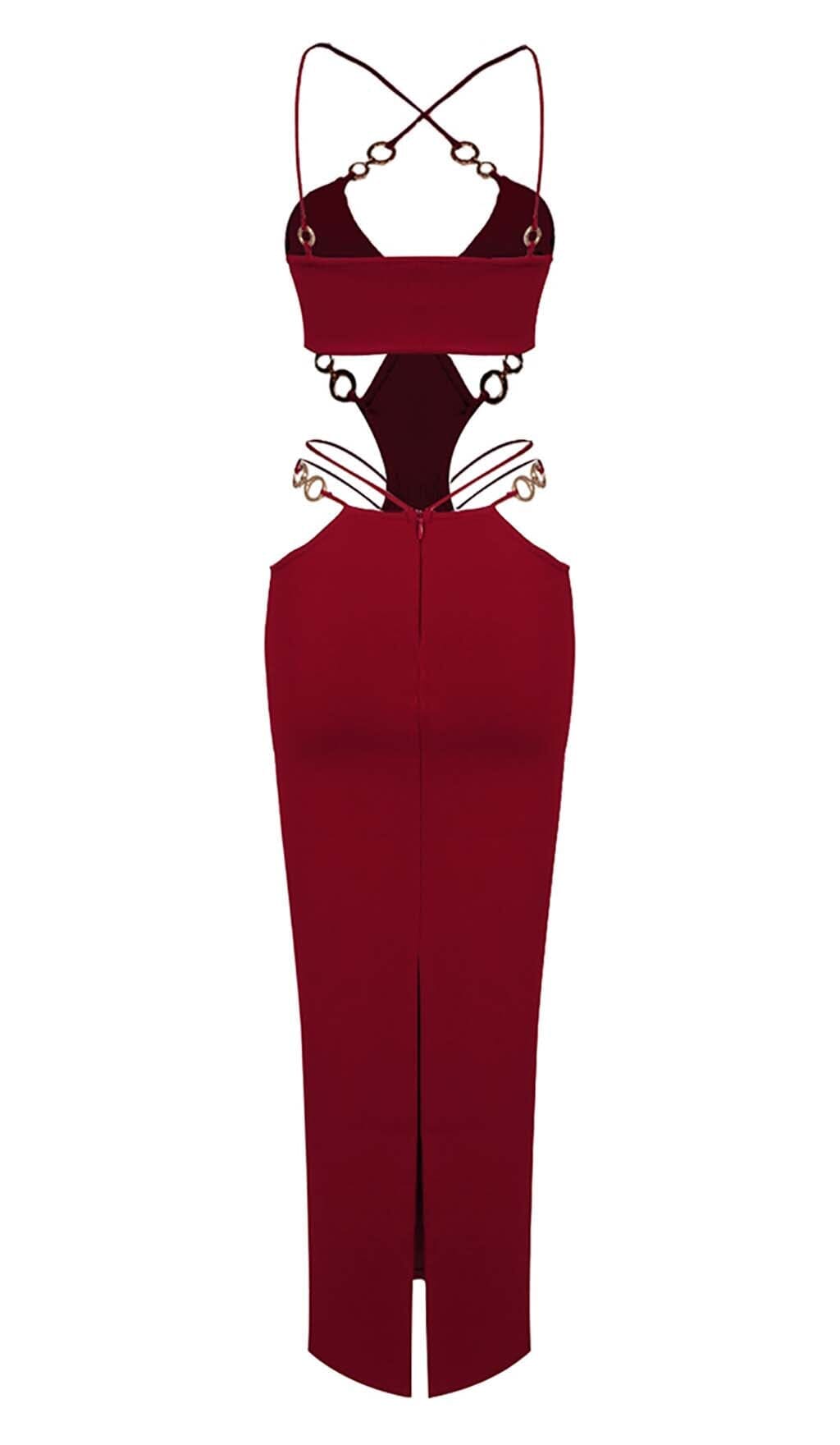 Cutout Chain Maxi Dress In Red