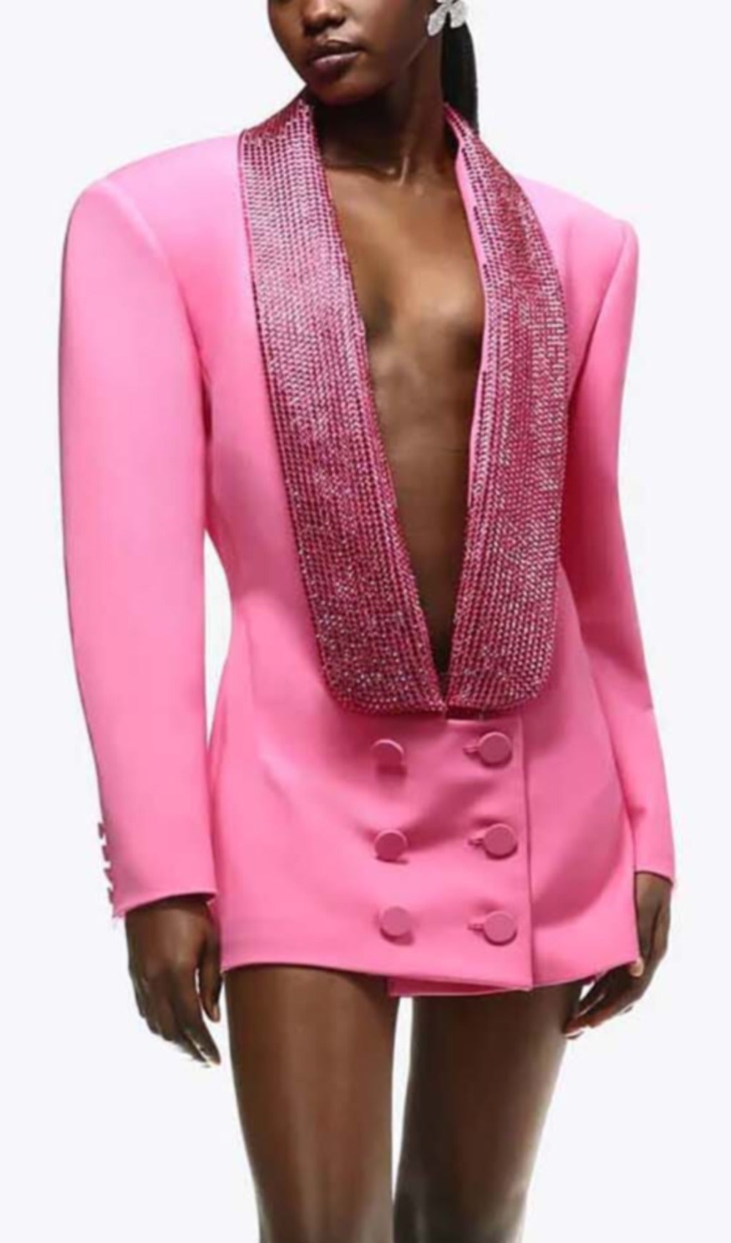 Cutout Crystal-EmbelliShed Mini Dress In Pink