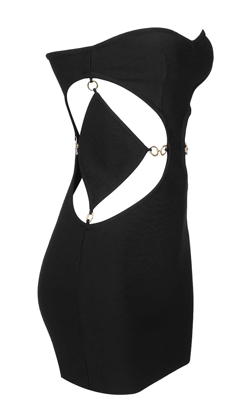 Cutout SweaTheart Neckline Mini Dress In Black