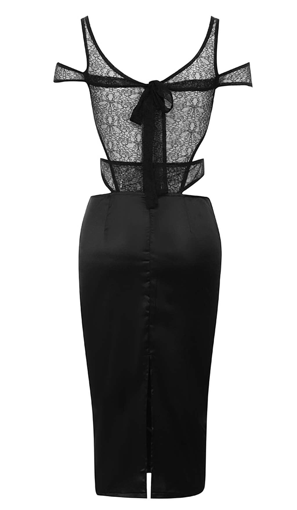 Cutout Corset Lace Midi Dress In Black