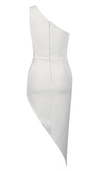 Cutout CrystalS High-Low Dress In White