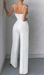 Cutout Sleeveless Jumpsuit In White