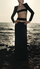 Cut Out Waist Maxi Dress In Black