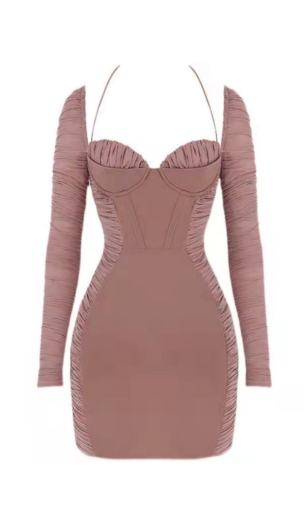 DARK Rose Pink Ruched Corset Mini Dress