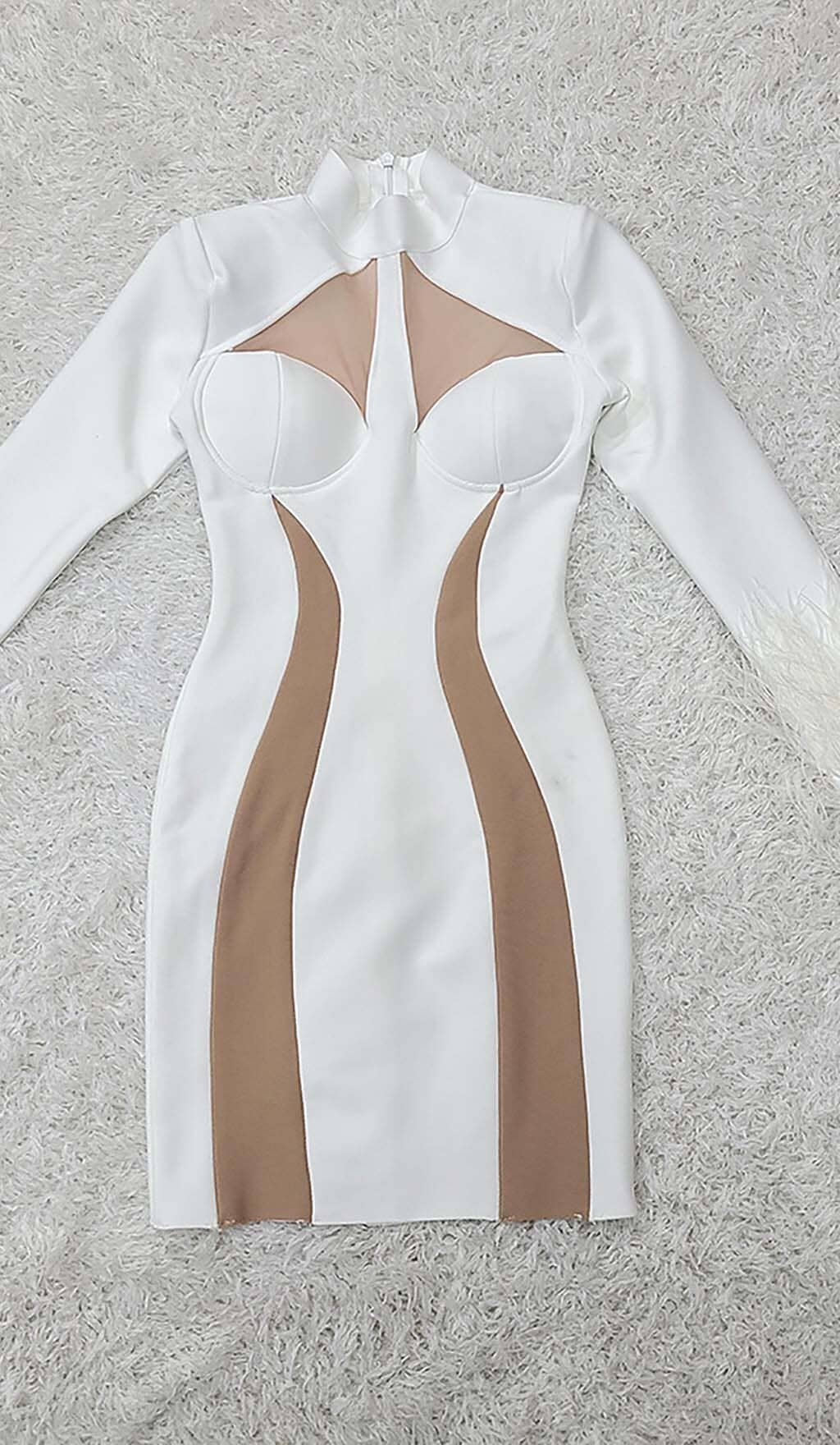 FeaTher Bandage Mini Dress-White