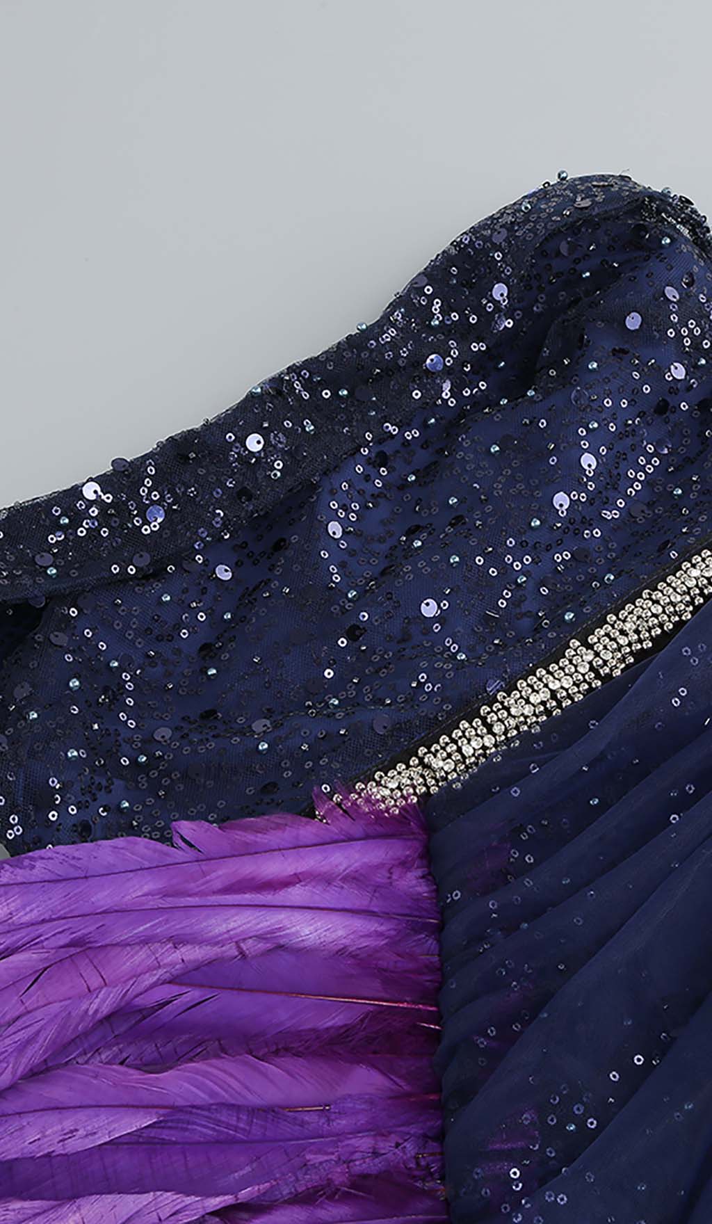 FeaTher Sequin Midi Dress In Purple