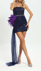 FeaTher Sequin Midi Dress In Purple