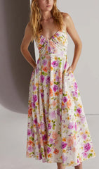 Floral Halter Midi Dress In Pink