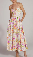 Floral Halter Midi Dress In Pink