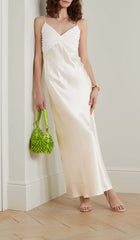 GeORGeTTe Pleated Satin Maxi Dress In White