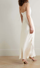 GeORGeTTe Pleated Satin Maxi Dress In White