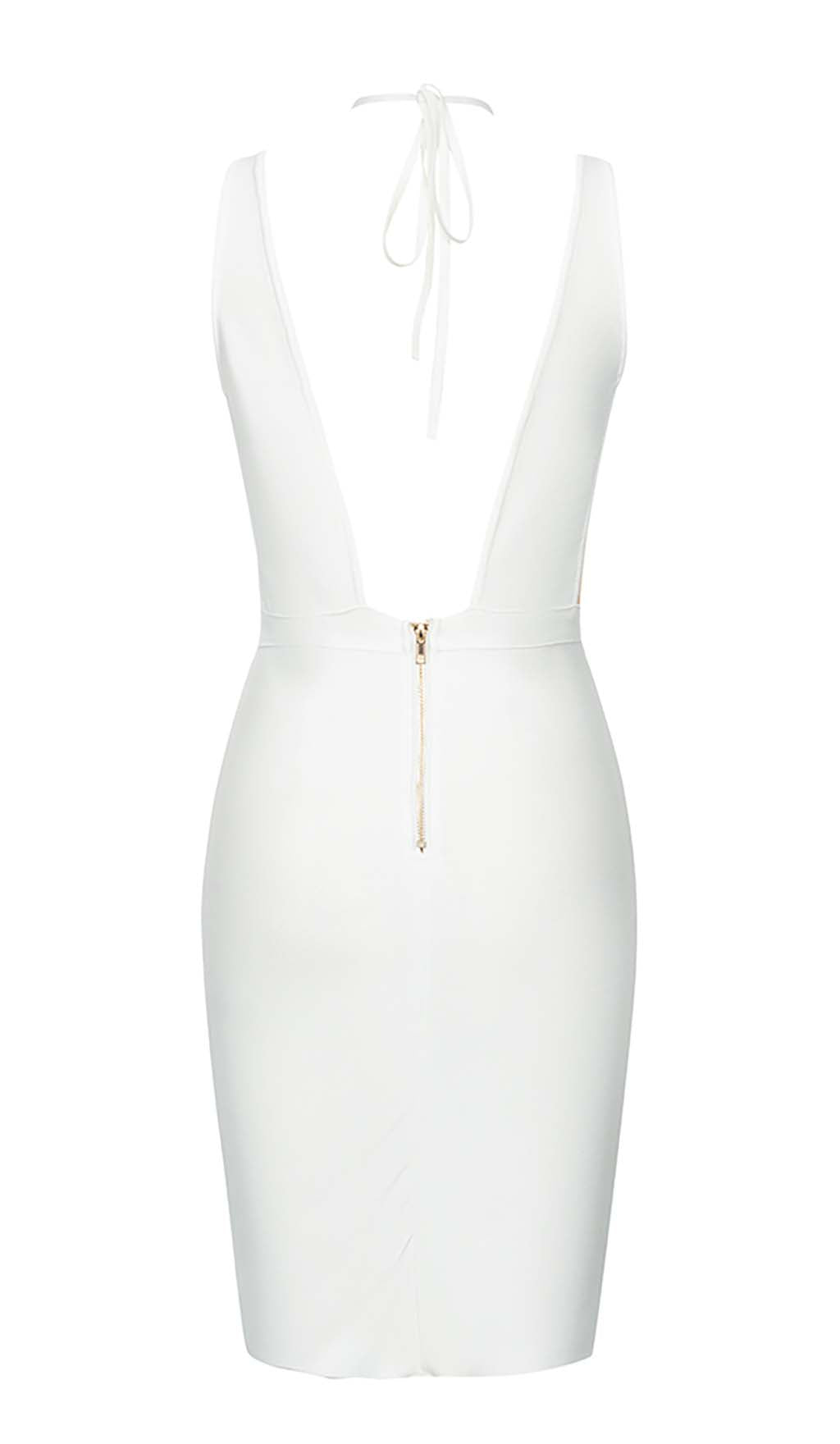 HalterNeck Strap Detail Midi Dress In White