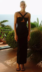 Halter Strapless Maxi Dress In Black