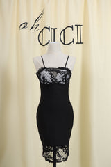 Black Lace Strap Knit Mini Dress